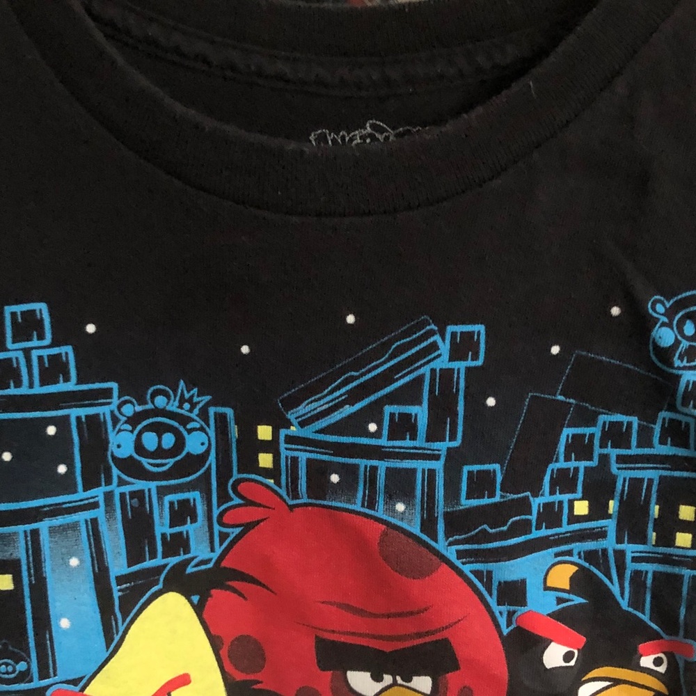 Angry Birds Graphic Tee - Black with Red, Yellow & Blue